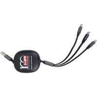 HP Autozubehör Ladekabel 3in1 ausziehbar USB-oplader 1x USB-C, 1x Apple Lightning, 1x Micro-USB Zwart Binnen - thumbnail