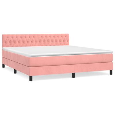 Boxspring met matras fluweel roze 180x200 cm