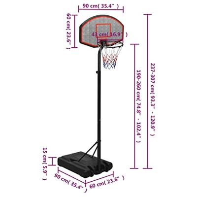 Basketbalstandaard 237-307 cm polyetheen
