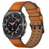 Leren band met twin gesp - Lichtbruin - Samsung Galaxy Watch 8 Classic - 46mm
