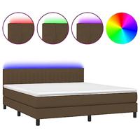 Boxspring met matras en LED stof donkerbruin 160x200 cm - thumbnail