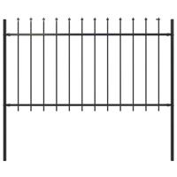 Tuinhek met speren bovenkant 1,7x1 m staal zwart - thumbnail