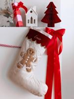 Kerstsok peperkoekenmannetje beige - thumbnail