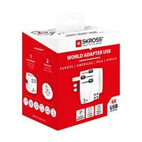 SKROSS | 1.302471 | PRO Light USB(4xA) - World | Universele 2- en 3-polige reisadapter met 4 x USB-poorten met 4,8 A. Spanning en vermogen: 100V–700W/250V–1750W. Bescherming tegen elektrische schokken - thumbnail