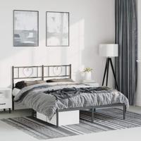 Bedframe met hoofdbord metaal zwart 135x190 cm - thumbnail