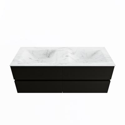 MONDIAZ VICA-DLUX 130cm badmeubel onderkast Urban 4 lades. Inbouw wastafel CLOUD dubbel zonder kraangat, kleur Opalo.