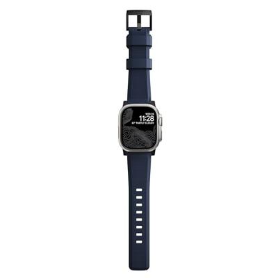 Nomad Rugged Strap Apple Watch (Ultra) 42mm / 44mm / 45mm / 49mm Atlantic Blue Connector Black