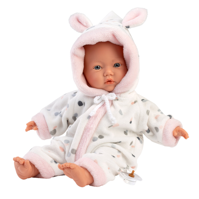 Newborn babypop Mila met zacht stippenpakje - 32 cm