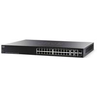 Cisco SF350-24P Managed Switch met 24 10/100 PoE-poorten plus 185 W, 4 Gigabit Ethernet Combo SFP (GbE), beperkte levenslange bescherming (SF350-24-EU), zwart - thumbnail