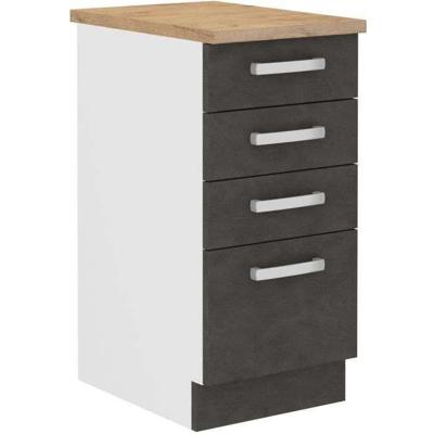 Onderkast 4 laden met werkblad - Mat grijs - L 40 x D 51,6 x H 85 cm - LASSEN Onderkast 4 laden met werkblad - Mat grijs - L 40 x D 51,6 x H 85 cm - LASSEN