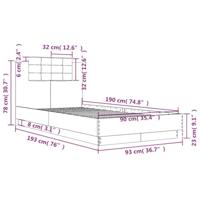 Bedframe met hoofdbord en LED-verlichting wit 90x190 cm - thumbnail