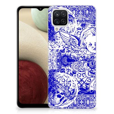 Silicone Back Case Samsung Galaxy A12 Angel Skull Blauw