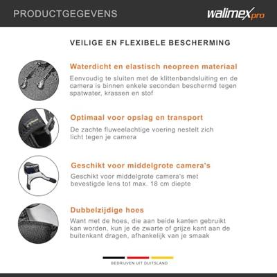 Walimex Pro Neopreen camera-beschermhoes (geschikt voor DSLR-camera) zwart/grijs, M