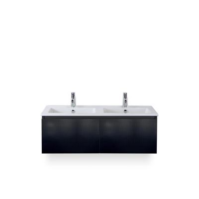 Frozen 3d Badmeubelset 120 cm - Greeplijst in kleur - Zwart Mat - Keramische Wastafel Wit Dubbel 2 kraangaten