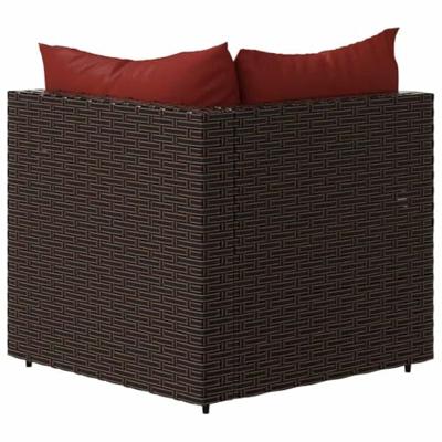 Tuinhoekbanken met kussens 2 st poly rattan bruin - thumbnail