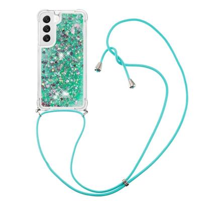 Lunso - Samsung Galaxy S23 - Telefoonhoes met koord - Glitter Groen Lunso - Samsung Galaxy S23 - Telefoonhoes met koord - Glitter Groen