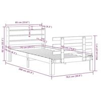 Bedframe met hoofdbord massief grenenhout wasbruin 75x190 cm - thumbnail