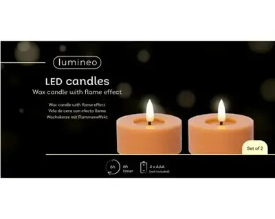 Lumineo ledtheelicht d7h6cm 2st oranje
