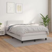 Boxspring met matras kunstleer wit 120x200 cm - thumbnail