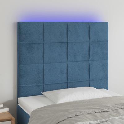 Hoofdbord LED 80x5x118/128 cm fluweel donkerblauw