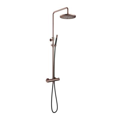 Hotbath Cobber - Stortdoucheset - 300 mm Hoofddouche - 360 mm Hartafstand - Glijstang - Staafmodel Handdouche - Geborsteld Koper PVD - Opbouw - 1/2 Inch Aansluiting - V02