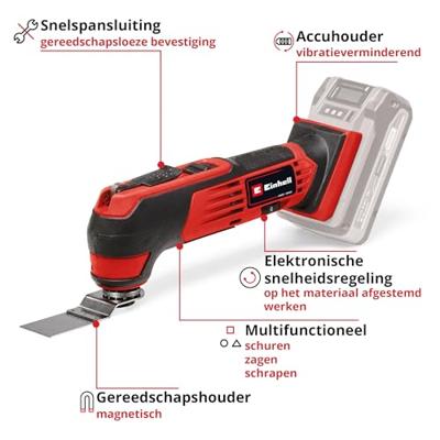 Einhell TE-MG 18/1 Li - Solo 4465195 Multifunctioneel accugereedschap Zonder accu, Zonder lader, Incl. accessoires 18 V Aantal meegeleverde accus: 0 Einhell TE-MG 18/1 Li - Solo 4465195 Multifunctioneel accugereedschap Zonder accu, Zonder lader, Incl. accessoires 18 V Aantal meegeleverde accus: 0