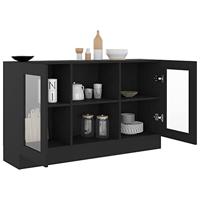 Vitrinekast 120x30,5x70 cm bewerkt hout zwart - thumbnail