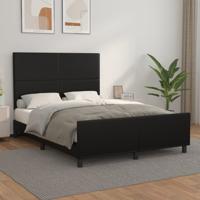 Bedframe met hoofdeind kunstleer zwart 140x190 cm - thumbnail
