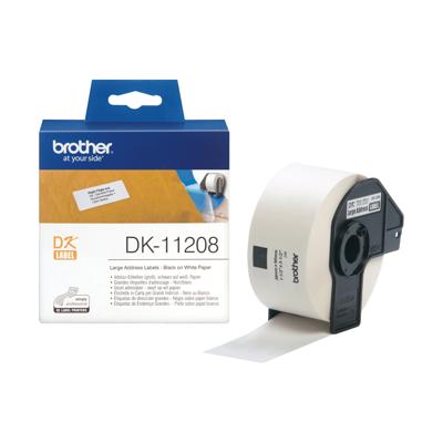 Brother DK-11208 Rol met etiketten 39 x 90 mm Papier Wit 400 stuk(s) Permanent hechtend DK11208 Adresetiketten Brother DK-11208 Rol met etiketten 39 x 90 mm Papier Wit 400 stuk(s) Permanent hechtend DK11208 Adresetiketten