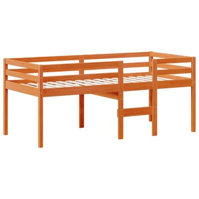 Hoogslaper met dak massief grenenhout wasbruin 75x190 cm