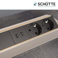 E2 inschuifbare stekkerdoos, 2-voudig stopcontact en 2 x USB inbouw stekkerdoos geschikt voor keuken, woonkamer en kantoor multifunctionele stekkerdoos met 2 standaard stopcontacten, 2 USB-poorte - thumbnail