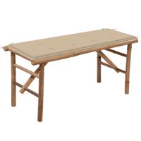 Tuinbank inklapbaar met kussen 118 cm bamboe - thumbnail