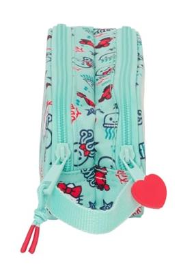 Pennenetui met 2 vakken Hello Kitty Sea lovers Turkoois 21 x 8 x 6 cm