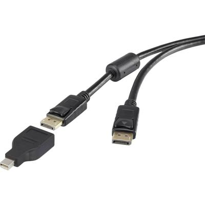 Renkforce RF-3424504 DisplayPort-kabel Mini-displayport / DisplayPort Adapterkabel Mini DisplayPort-stekker, DisplayPort-stekker 0.50 m Zwart Vergulde