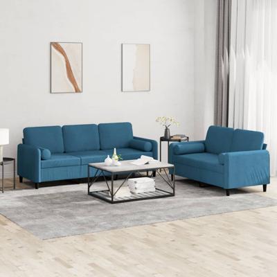 2-delige Loungeset met kussens fluweel blauw - thumbnail