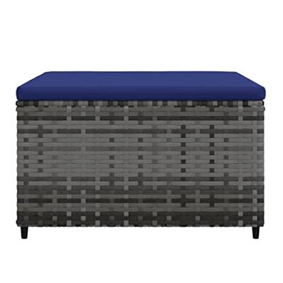 Voetensteun met kussen poly rattan grijs - thumbnail