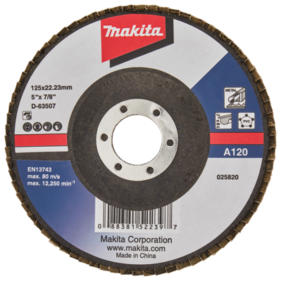 Makita Accessoires Lamellenschuurschijf 125mm A120 - D-63507 D-63507 Makita Accessoires Lamellenschuurschijf 125mm A120 - D-63507 D-63507