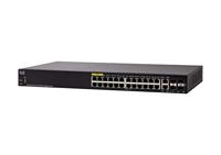 Cisco SF350-24P Managed Switch met 24 10/100 PoE-poorten plus 185 W, 4 Gigabit Ethernet Combo SFP (GbE), beperkte levenslange bescherming (SF350-24-EU), zwart - thumbnail