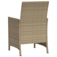 3-delige Bistroset met kussens poly rattan beige - thumbnail