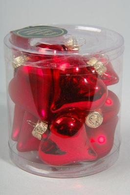 12 Glazen hartjes 40 mm kerstrood - Decoris