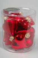 12 Glazen hartjes 40 mm kerstrood KSD Decoris - Decoris - thumbnail
