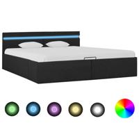Bedframe met opbergruimte en LED stof donkergrijs 160x200 cm - thumbnail