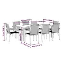 9-delige Tuinset textileen en staal zwart - thumbnail