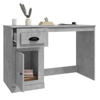 Bureau met lade 115x50x75 cm bewerkt hout betongrijs - thumbnail