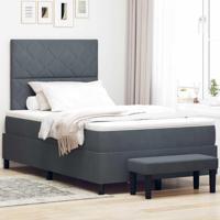 Boxspring Bed met Matras & Bank Donkergrijs 120x200 cm Velvet - thumbnail