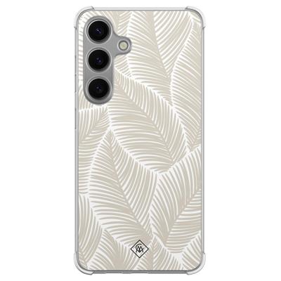 Samsung Galaxy S24 shockproof hoesje - Palmy leaves beige Samsung Galaxy S24 shockproof hoesje - Palmy leaves beige