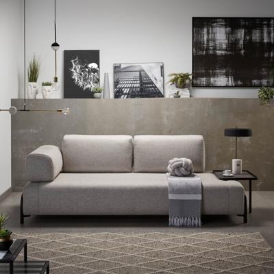 Kave Home 3-zits Bank 'Compo' Met Bijzettafel, kleur Beige Kave Home 3-zits Bank 'Compo' Met Bijzettafel, kleur Beige