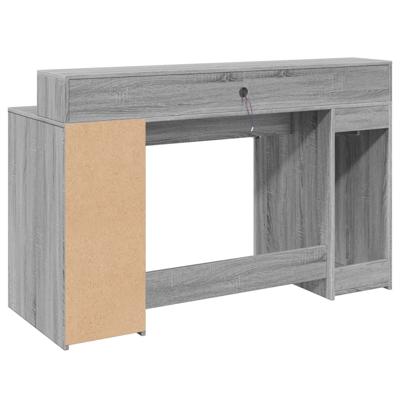 Bureau met LED-verlichting 200x55x91 cm hout grijs sonoma eiken - thumbnail