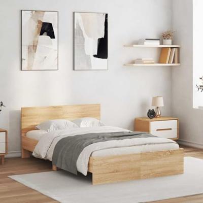Bedframe met hoofdeinde en LED sonoma eikenkleurig 140x190 cm
