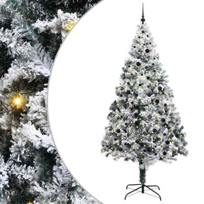 Kunstkerstboom met 300 LED Wit 240 cm PVC en Staal en Kunststof